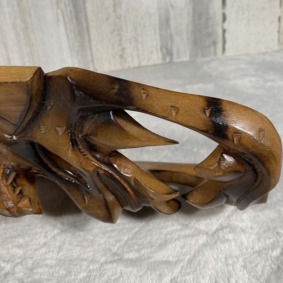 Vintage Filipino Bakunawa Dragon Mask Hand Carved Wood Tiki Tribal Mask 12" - Picture 7 of 10